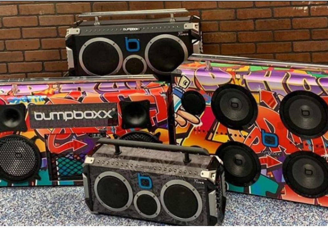 Bluetooth Boombox Flare6 Black | Retro Boombox with Bluetooth Speaker | Includes Rechargeable Lithium Battery, Carrying Strap & Remote | Quality Loud Sound with Bass