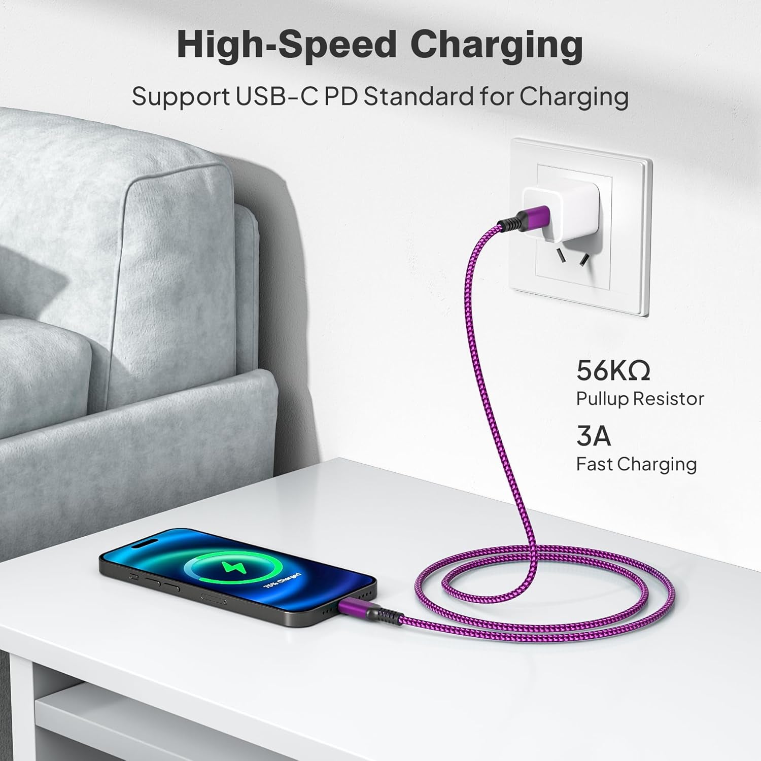 Iphone Air Charging Cord 3.3/6.6/10FT 3Pack,Usb C to Type C,60W Fast Charger USBC Car Carplay Cable for Apple 17 16 16E 15 Pro Max,Airpods 3,Ipad Air 4 5,Mini 6,Samsung Galaxy Tab S10 S25