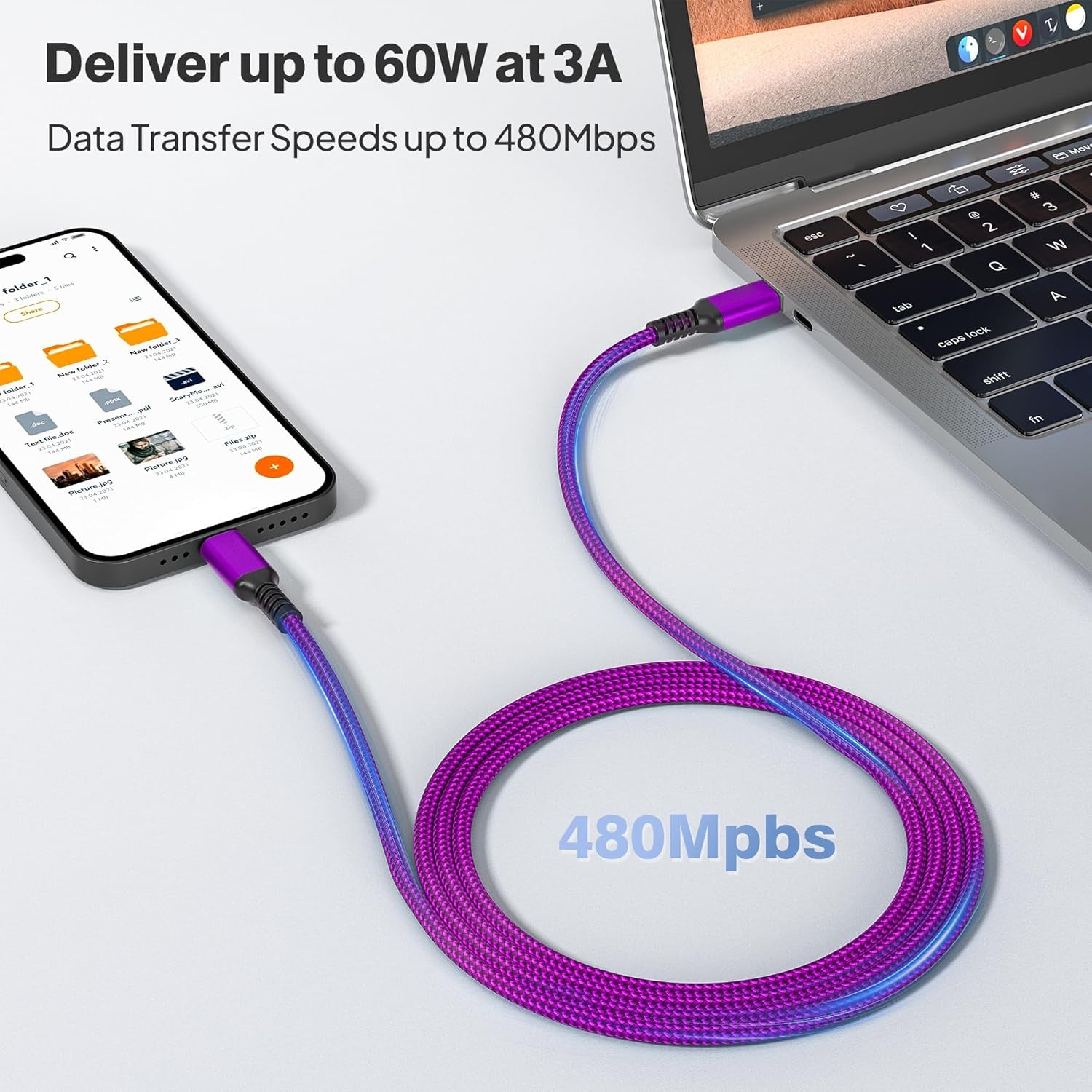 Iphone Air Charging Cord 3.3/6.6/10FT 3Pack,Usb C to Type C,60W Fast Charger USBC Car Carplay Cable for Apple 17 16 16E 15 Pro Max,Airpods 3,Ipad Air 4 5,Mini 6,Samsung Galaxy Tab S10 S25